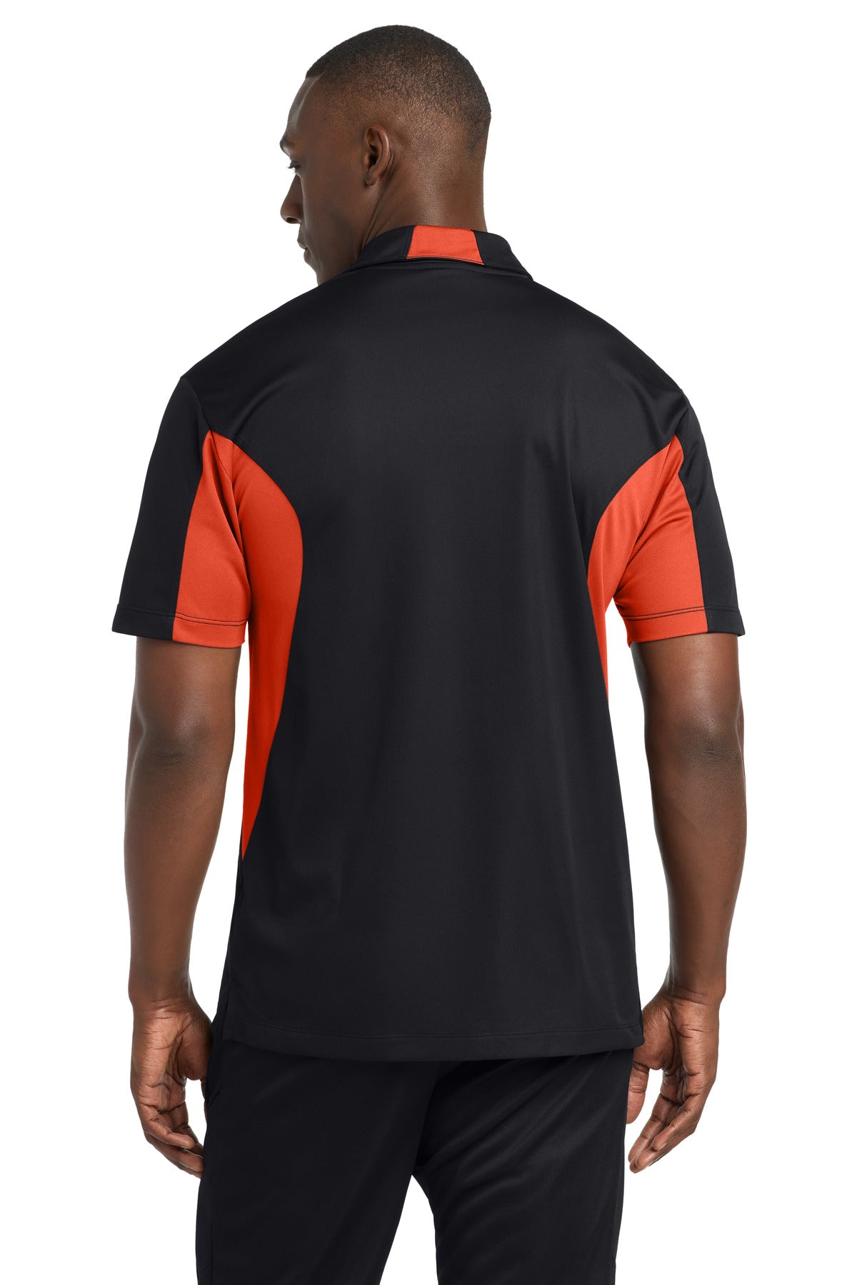 Sport-Tek Side Blocked Micropique Sport-Wick Polo - Black/ Deep Orange