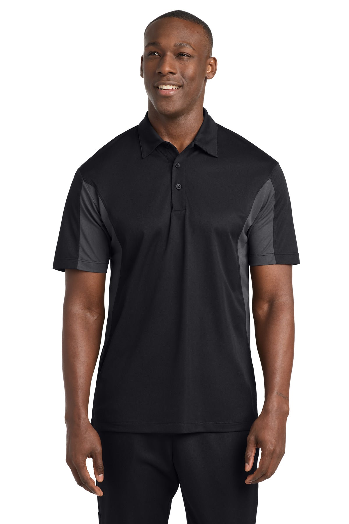 Sport-Tek Side Blocked Micropique Sport-Wick Polo - Black/ Iron Grey