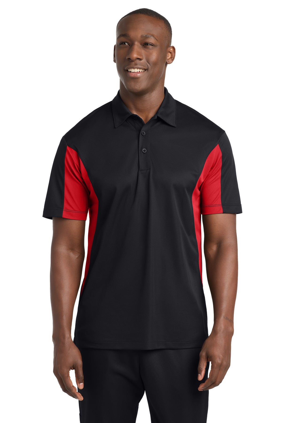 Sport-Tek Side Blocked Micropique Sport-Wick Polo - Black/ True Red
