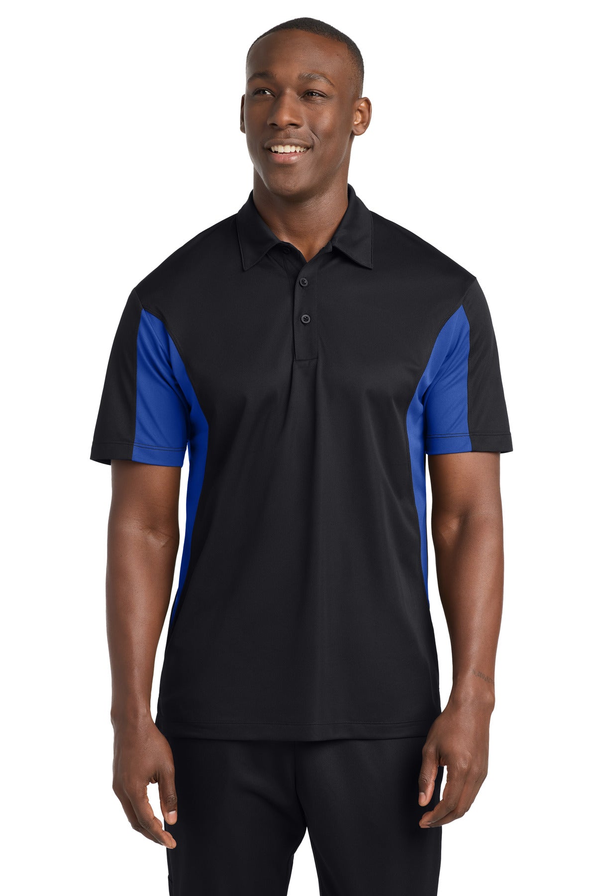 Sport-Tek Side Blocked Micropique Sport-Wick Polo - Black/ True Royal
