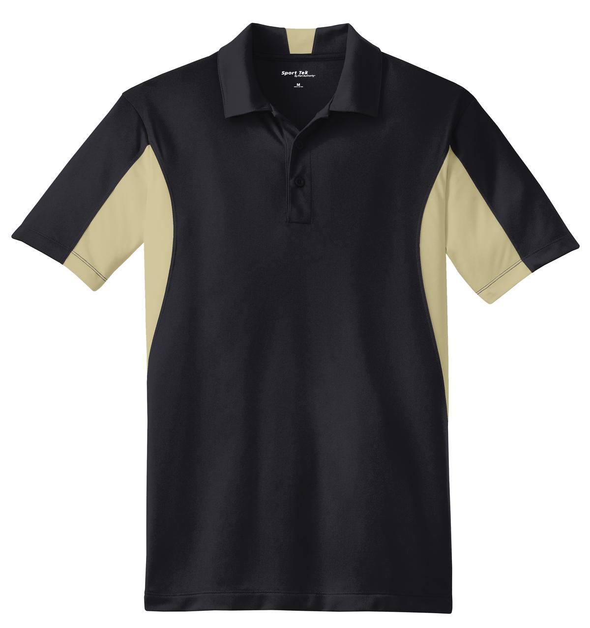 Sport-Tek Side Blocked Micropique Sport-Wick Polo - Black/ Vegas Gold