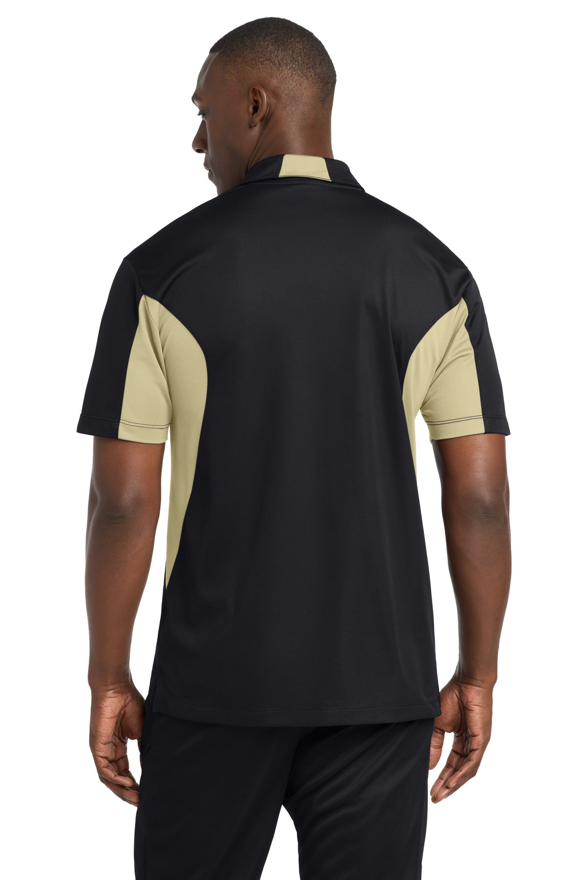 Sport-Tek Side Blocked Micropique Sport-Wick Polo - Black/ Vegas Gold