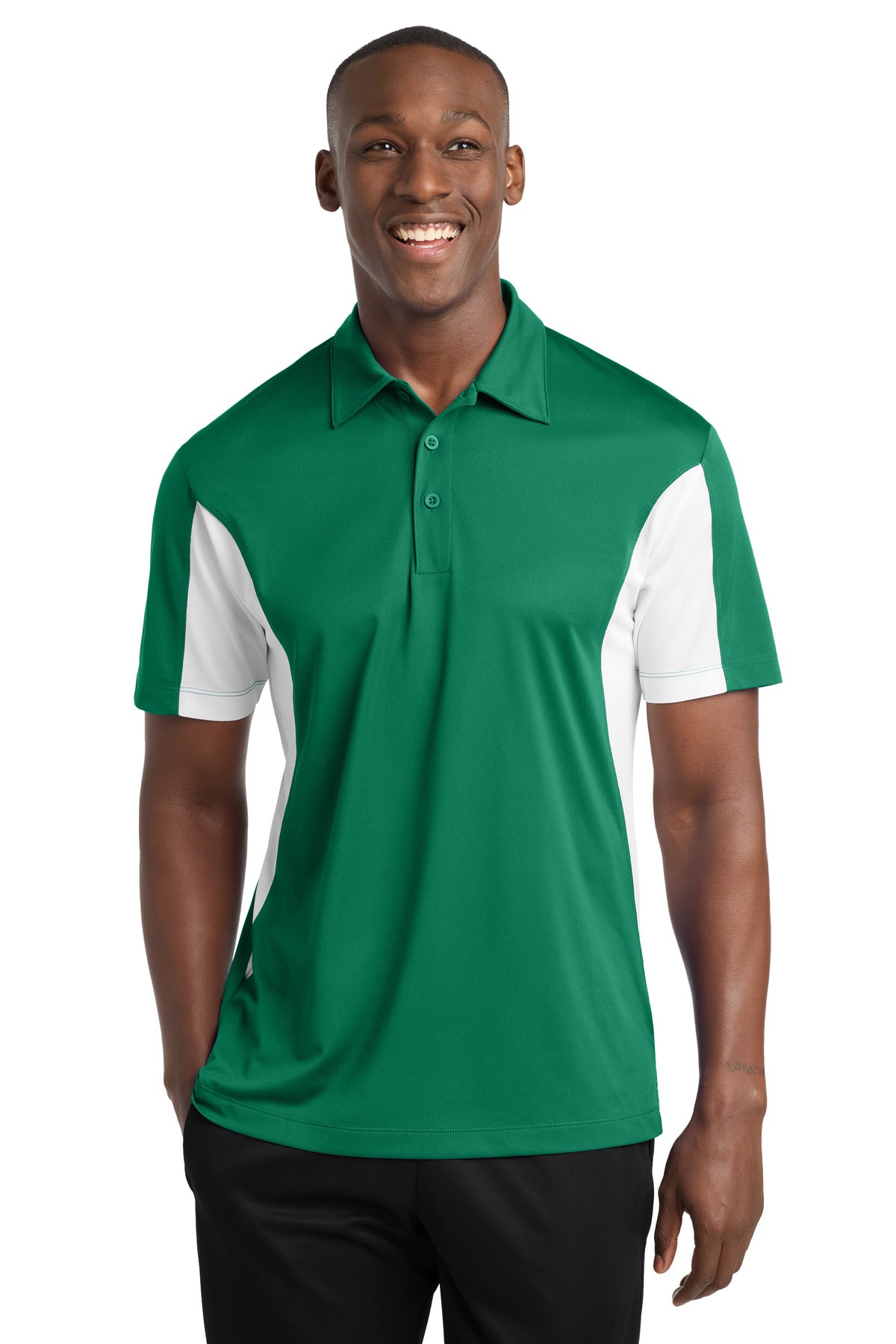 Sport-Tek Side Blocked Micropique Sport-Wick Polo - Kelly Green/ White