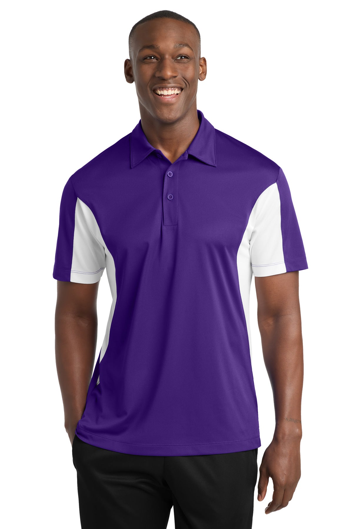 Sport-Tek Side Blocked Micropique Sport-Wick Polo - Purple/ White
