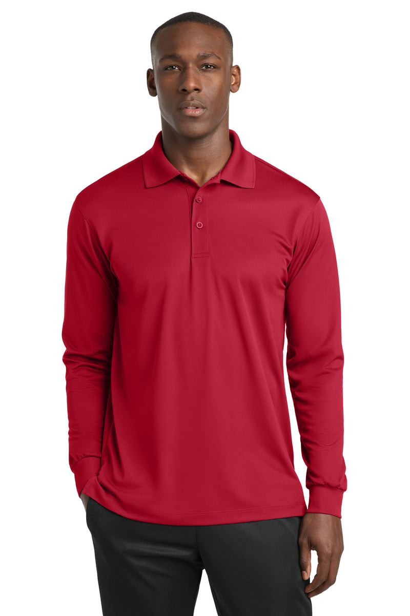 Sport-Tek Long Sleeve Micropique Sport-Wick Polo - Deep Red