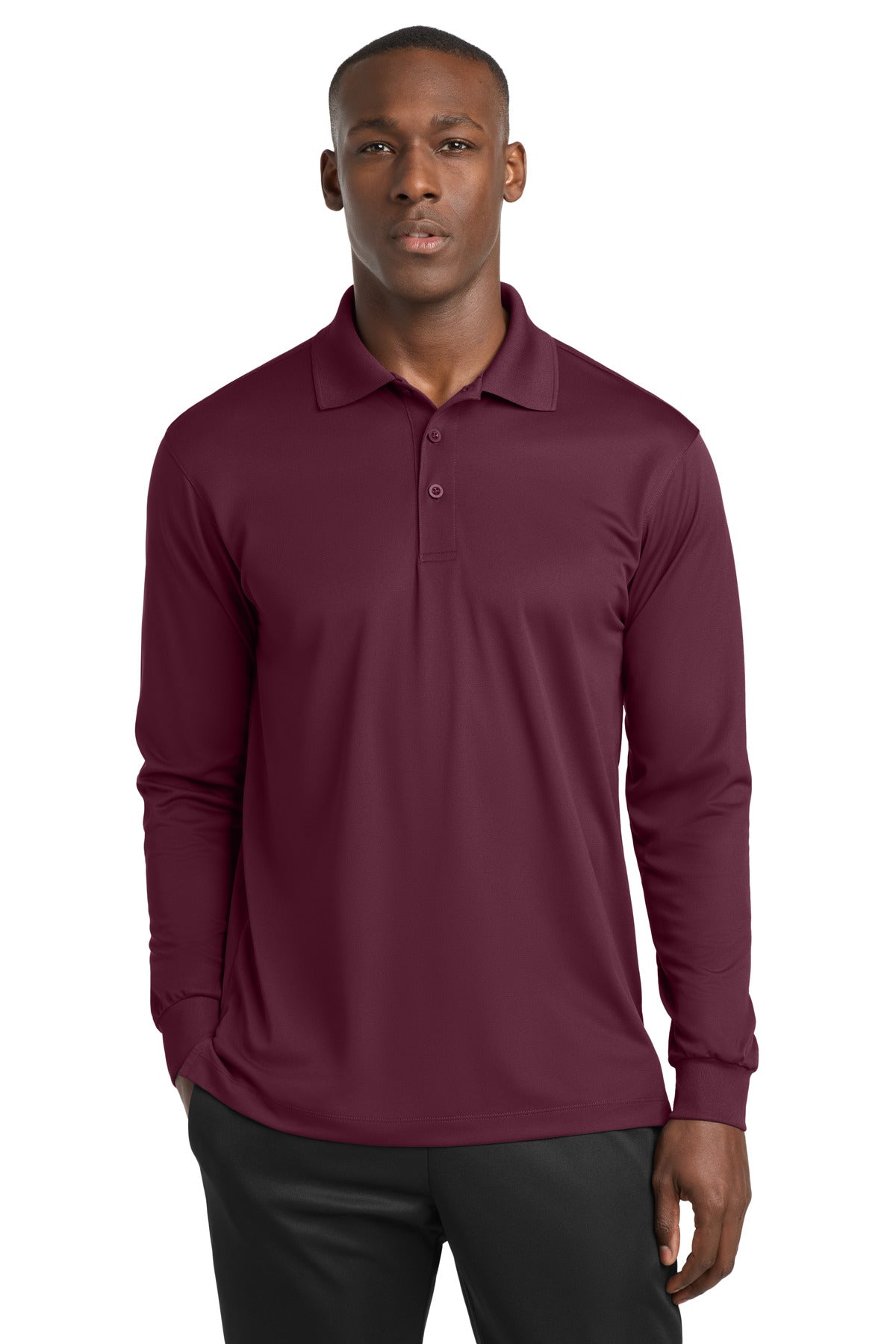 Sport-Tek Long Sleeve Micropique Sport-Wick Polo - Maroon