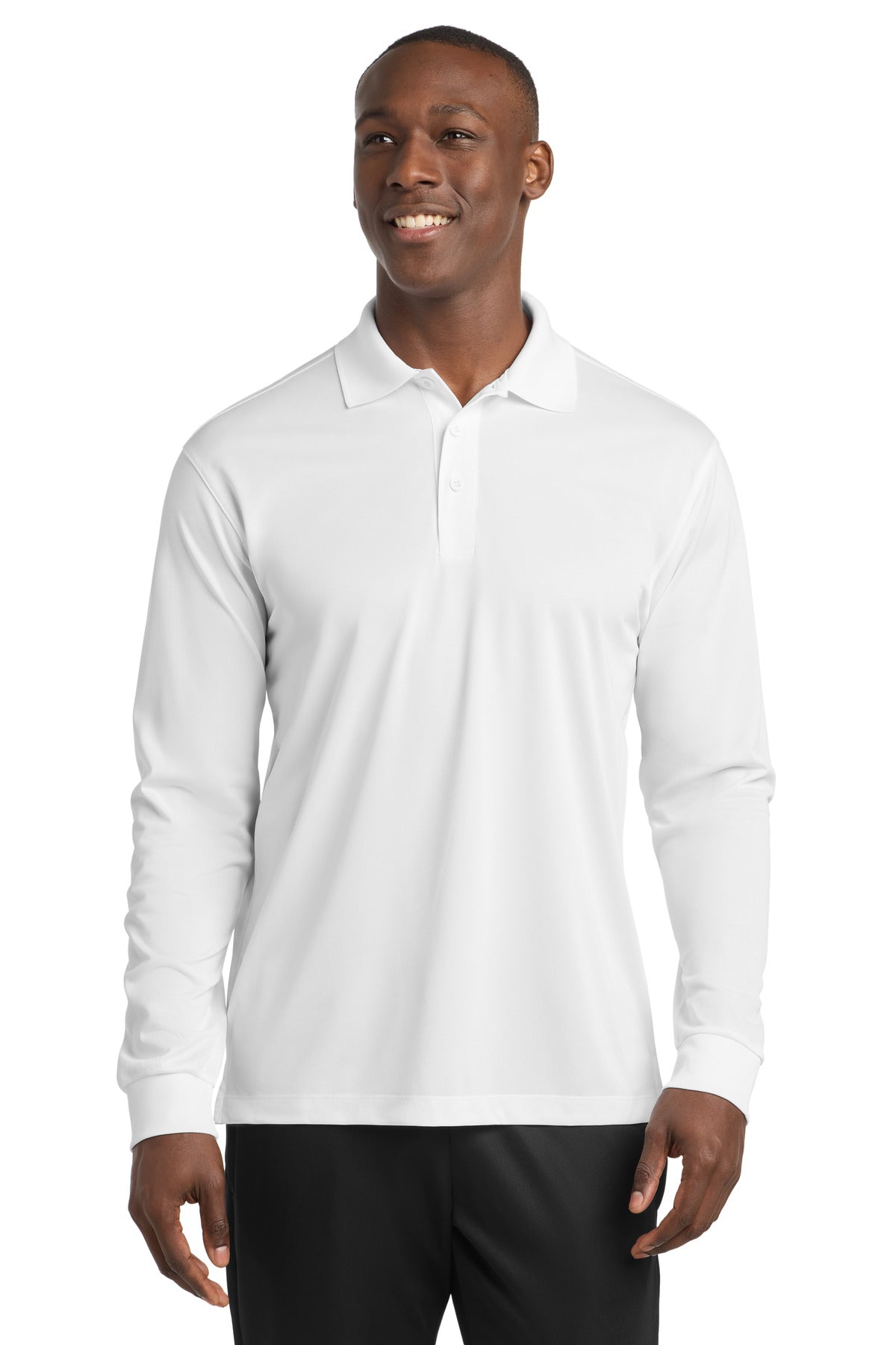 Sport-Tek Long Sleeve Micropique Sport-Wick Polo - White