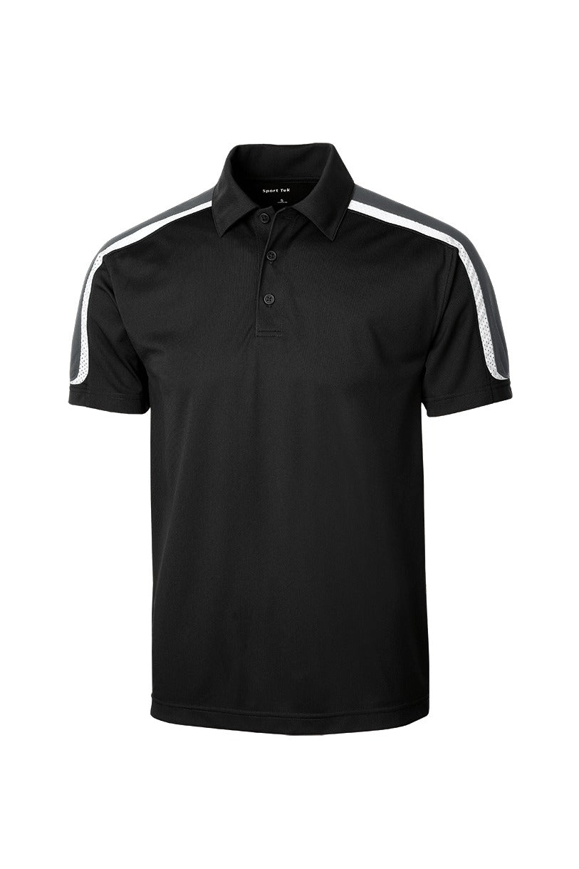 Sport-Tek Tricolor Shoulder Micropique Sport-Wick Polo - Black/ Iron Grey/ White