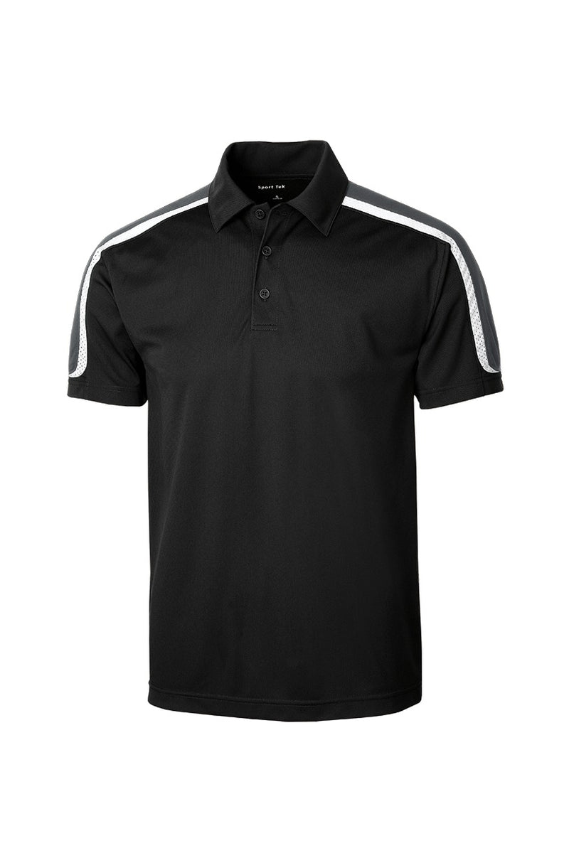Sport-Tek Tricolor Shoulder Micropique Sport-Wick Polo - Black/ Iron Grey/ White