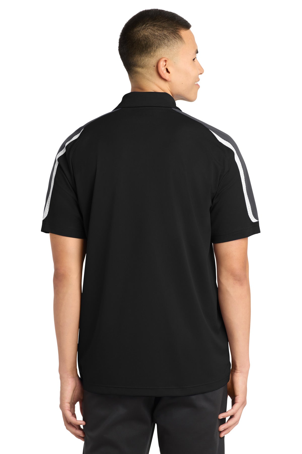 Sport-Tek Tricolor Shoulder Micropique Sport-Wick Polo - Black/ Iron Grey/ White