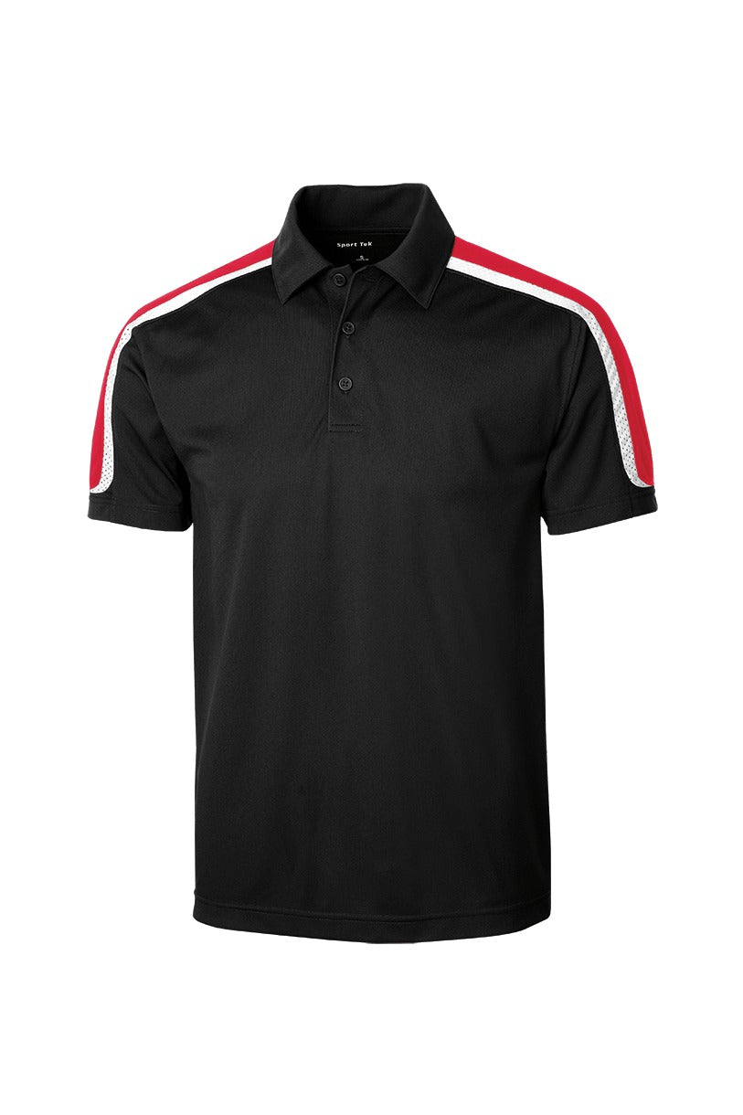 Sport-Tek Tricolor Shoulder Micropique Sport-Wick Polo - Black/ True Red/ White