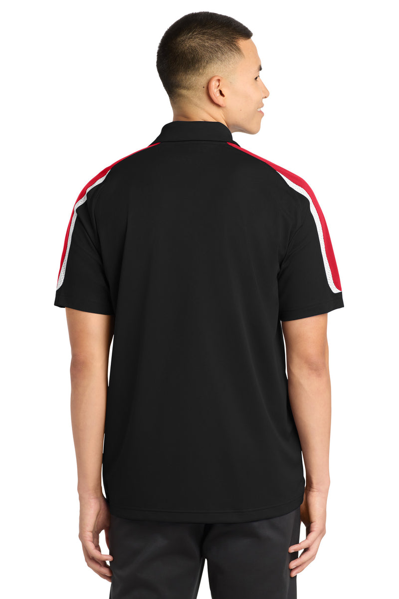 Sport-Tek Tricolor Shoulder Micropique Sport-Wick Polo - Black/ True Red/ White