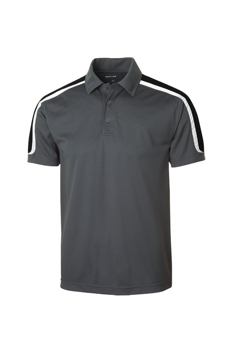 Sport-Tek Tricolor Shoulder Micropique Sport-Wick Polo - Iron Grey/ Black/ White