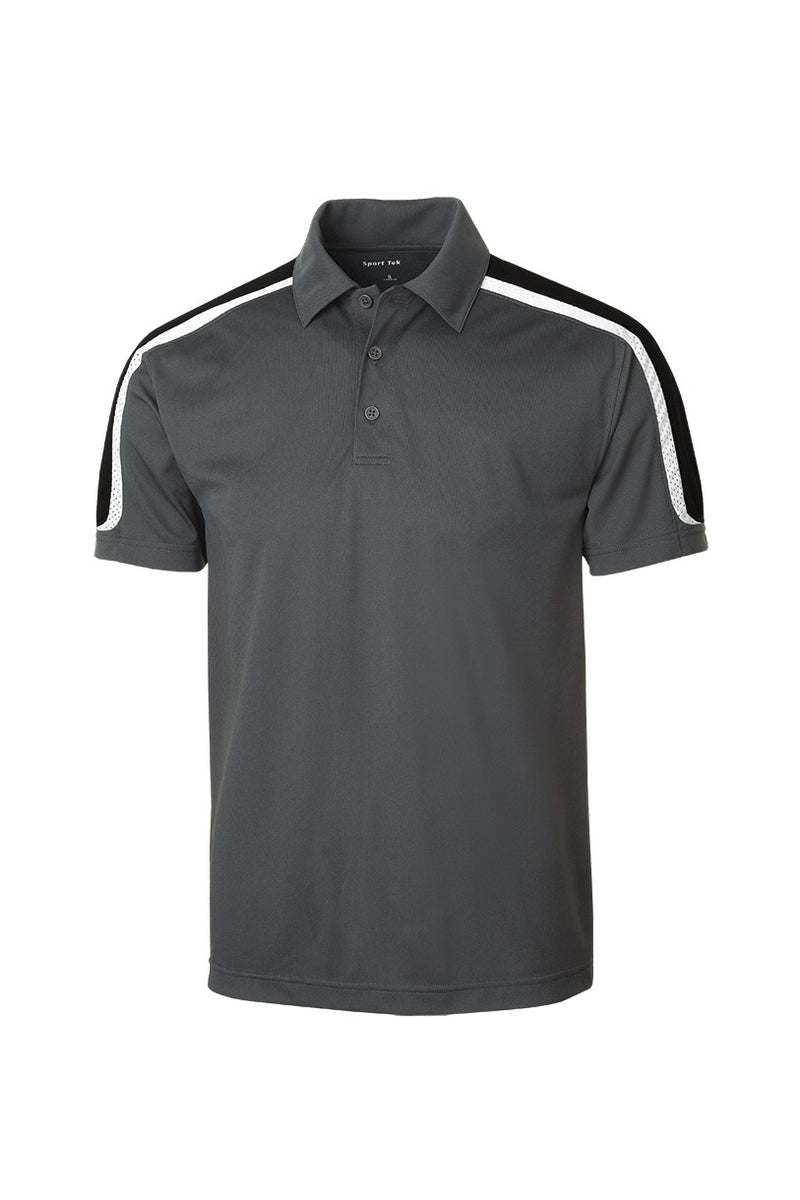 Sport-Tek Tricolor Shoulder Micropique Sport-Wick Polo - Iron Grey/ Black/ White