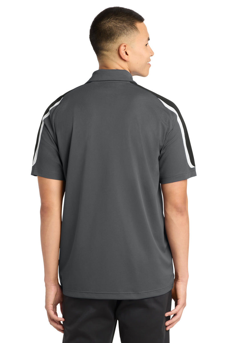 Sport-Tek Tricolor Shoulder Micropique Sport-Wick Polo - Iron Grey/ Black/ White