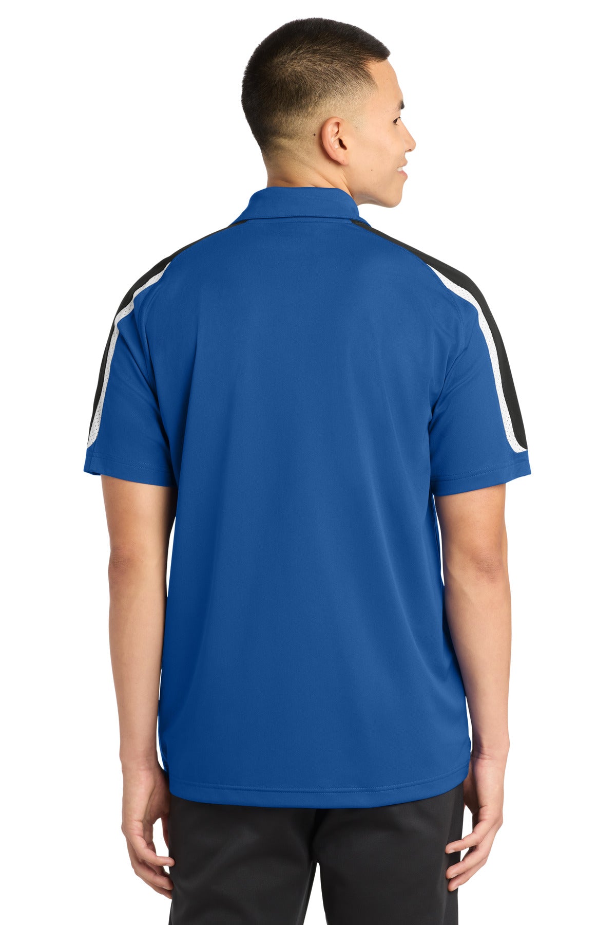 Sport-Tek Tricolor Shoulder Micropique Sport-Wick Polo - True Royal/ Black/ White