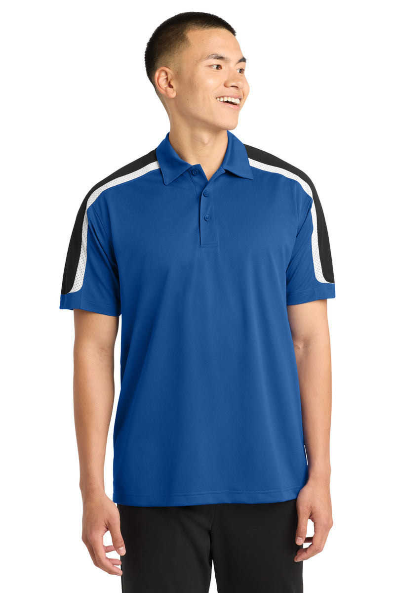 Sport-Tek Tricolor Shoulder Micropique Sport-Wick Polo - True Royal/ Black/ White