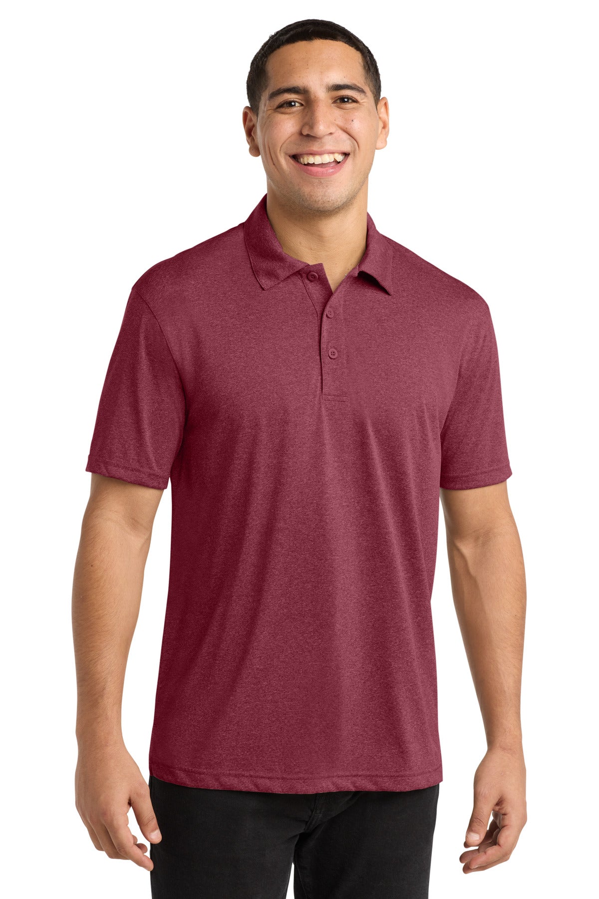 Sport-Tek Heather Contender Polo - Cardinal Heather