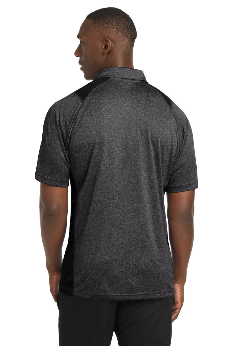 Sport-Tek Heather Colorblock Contender Polo - Graphite Heather/ Black