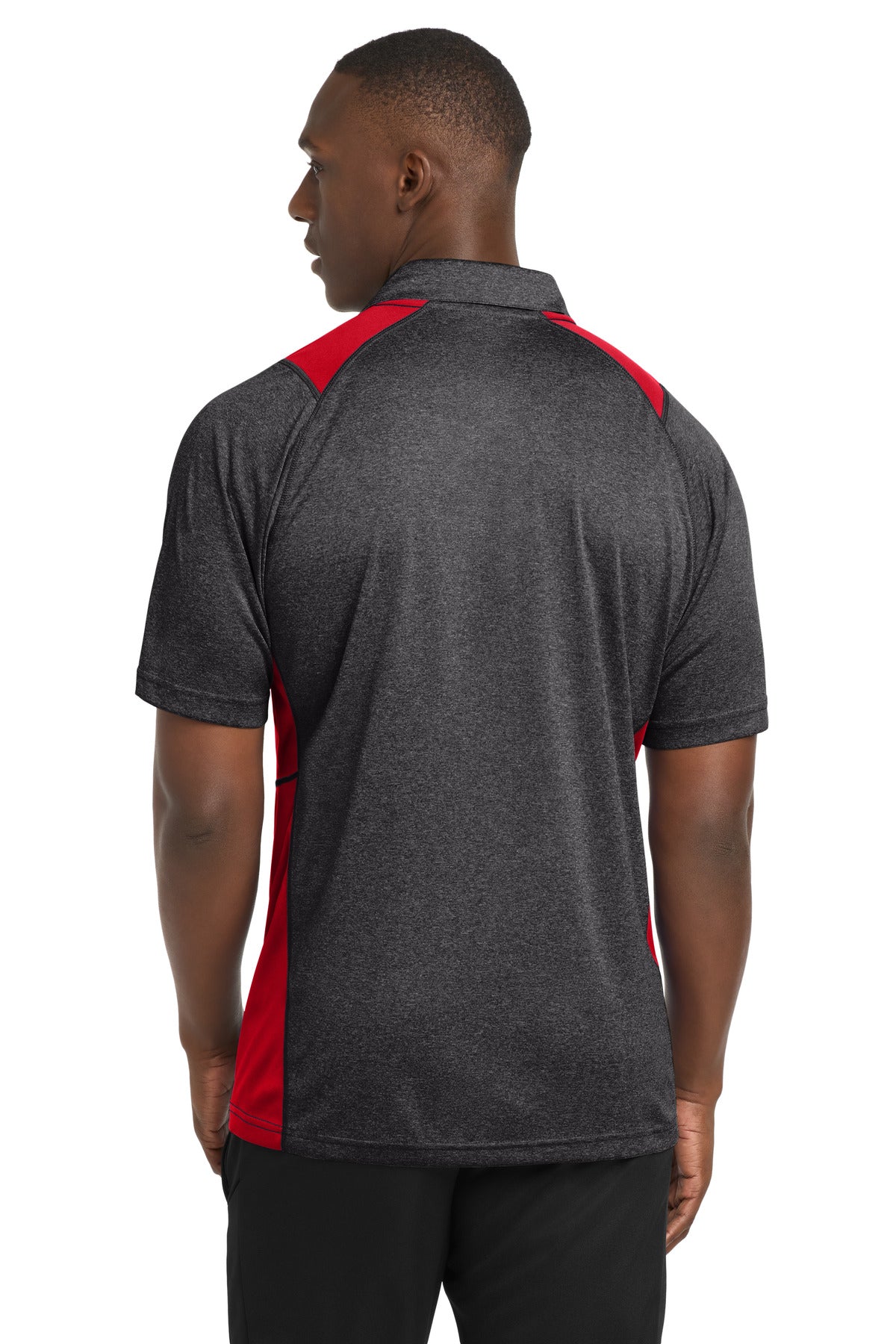 Sport-Tek Heather Colorblock Contender Polo - Graphite Heather/ True Red