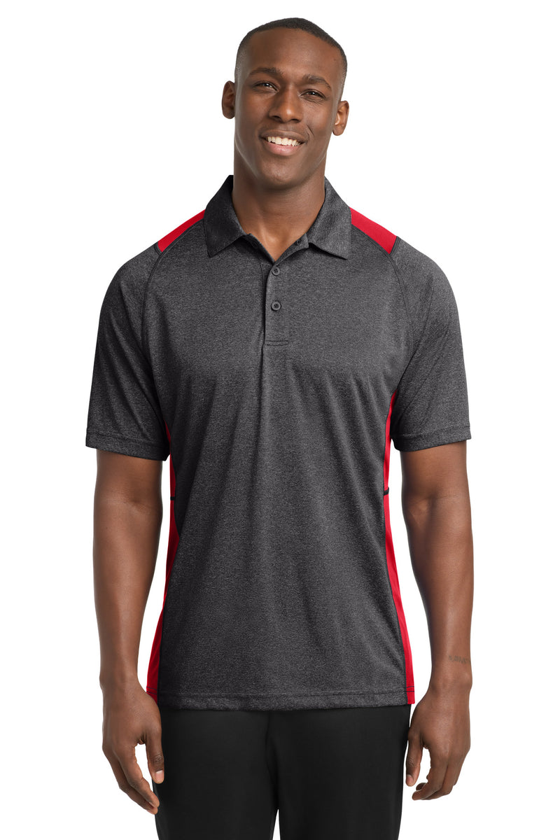Sport-Tek Heather Colorblock Contender Polo - Graphite Heather/ True Red