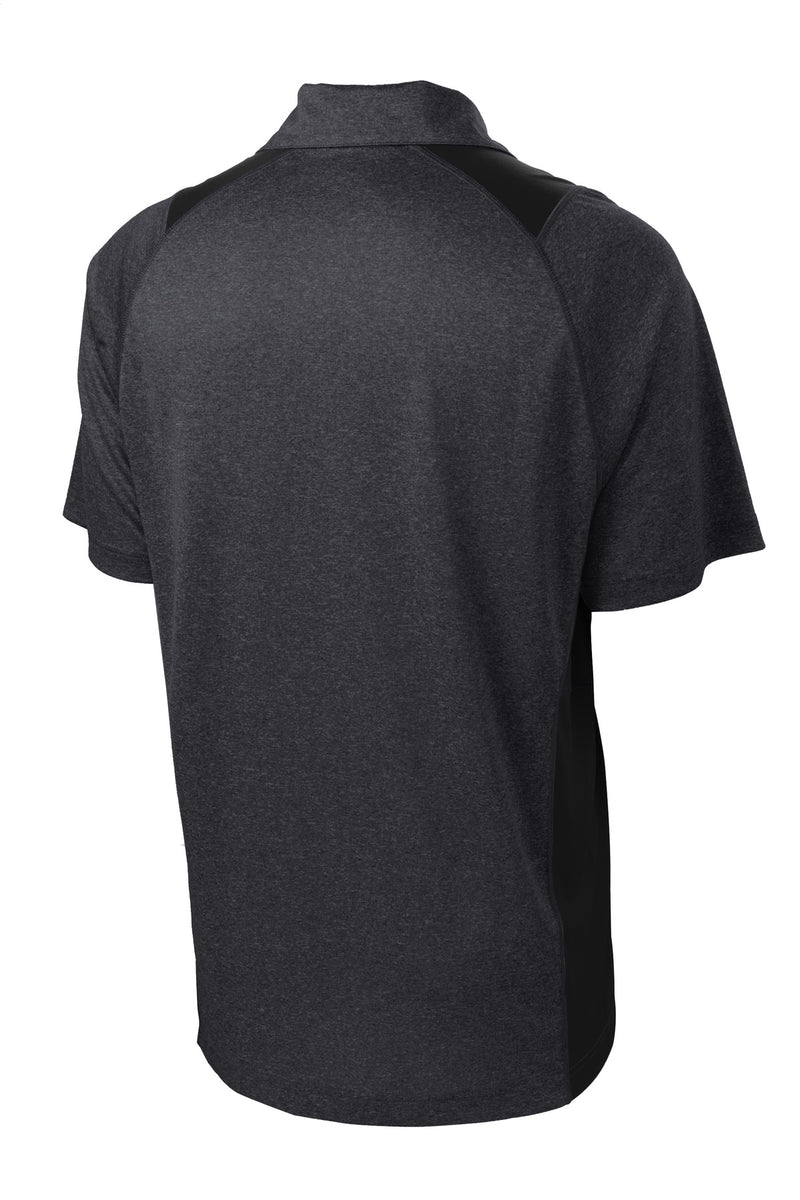 Sport-Tek Heather Colorblock Contender Polo - Graphite Heather/ Black