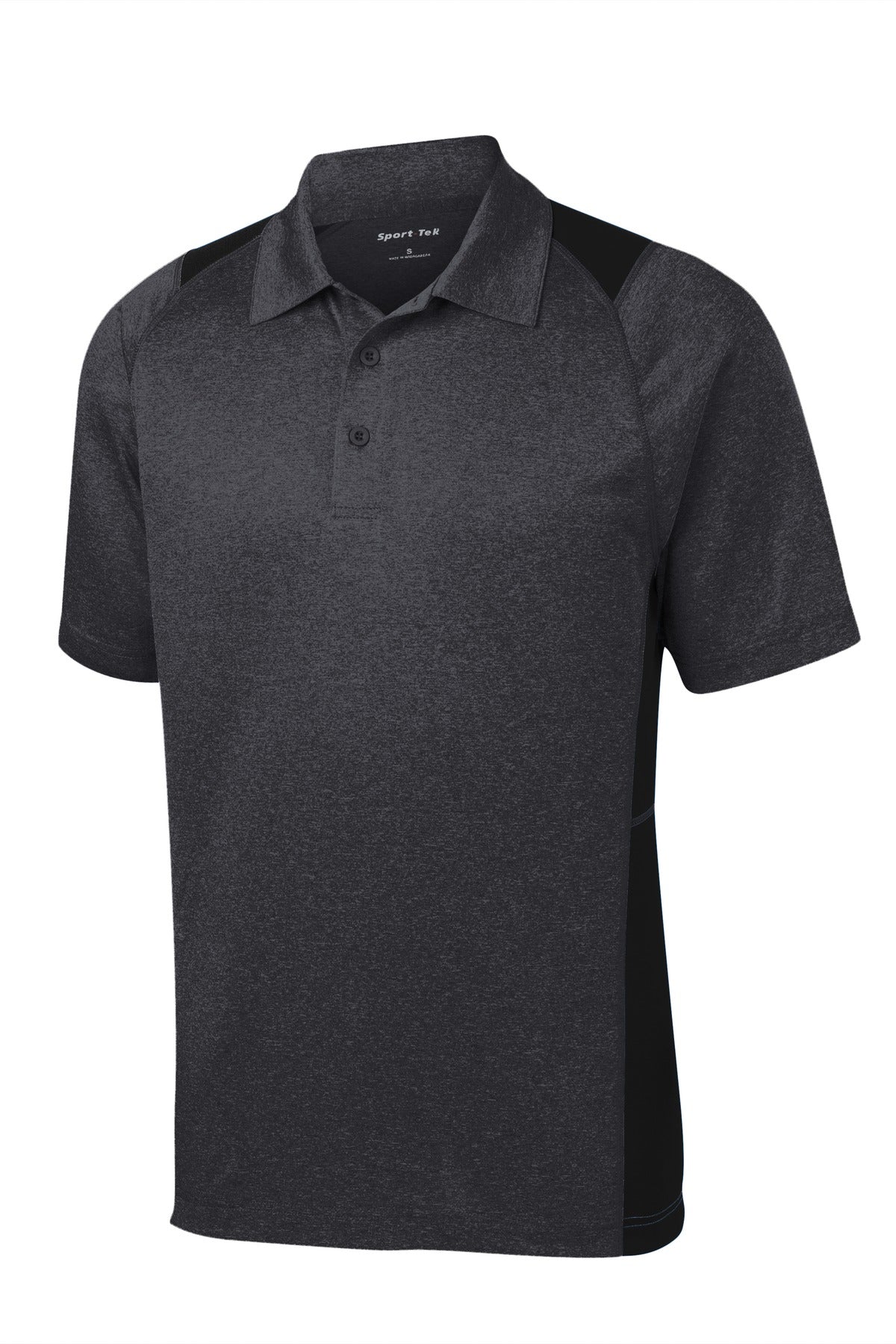 Sport-Tek Heather Colorblock Contender Polo - Graphite Heather/ Black