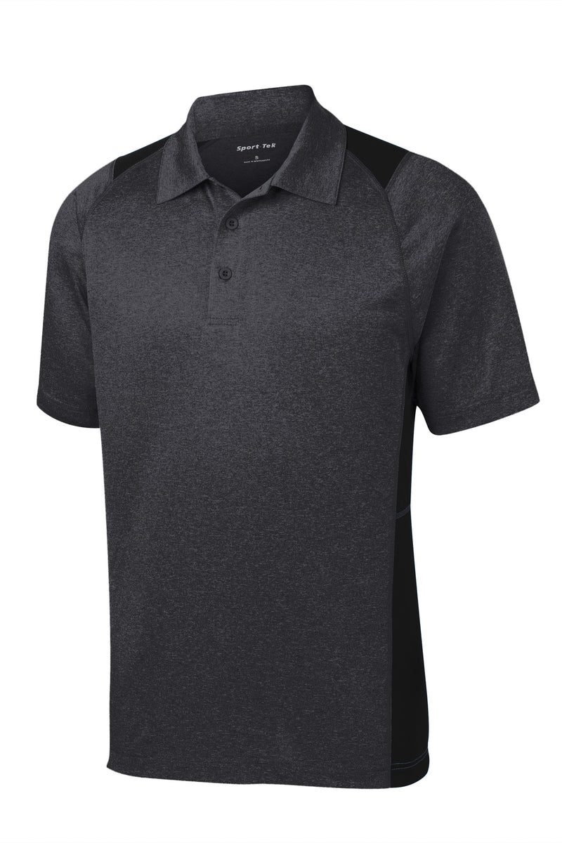 Sport-Tek Heather Colorblock Contender Polo - Graphite Heather/ Black