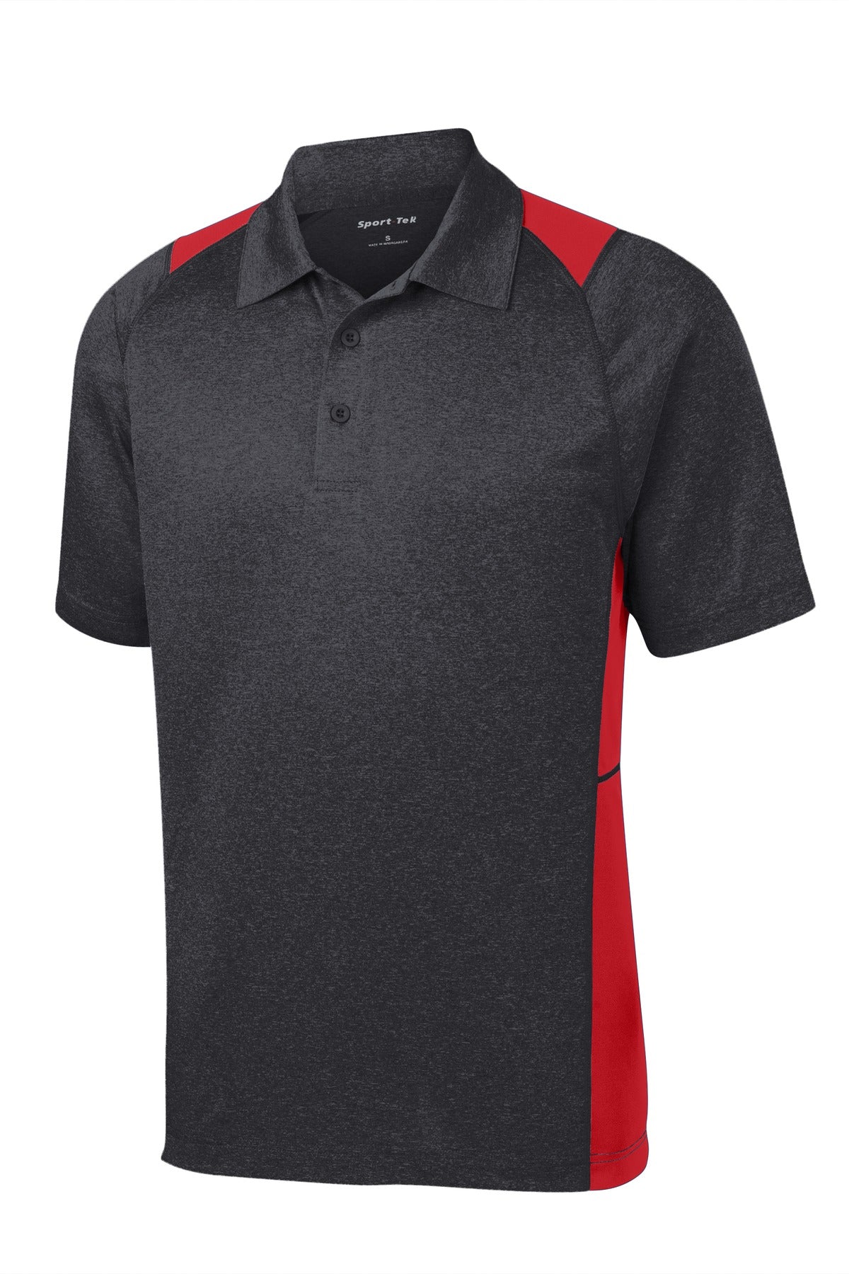 Sport-Tek Heather Colorblock Contender Polo - Graphite Heather/ True Red