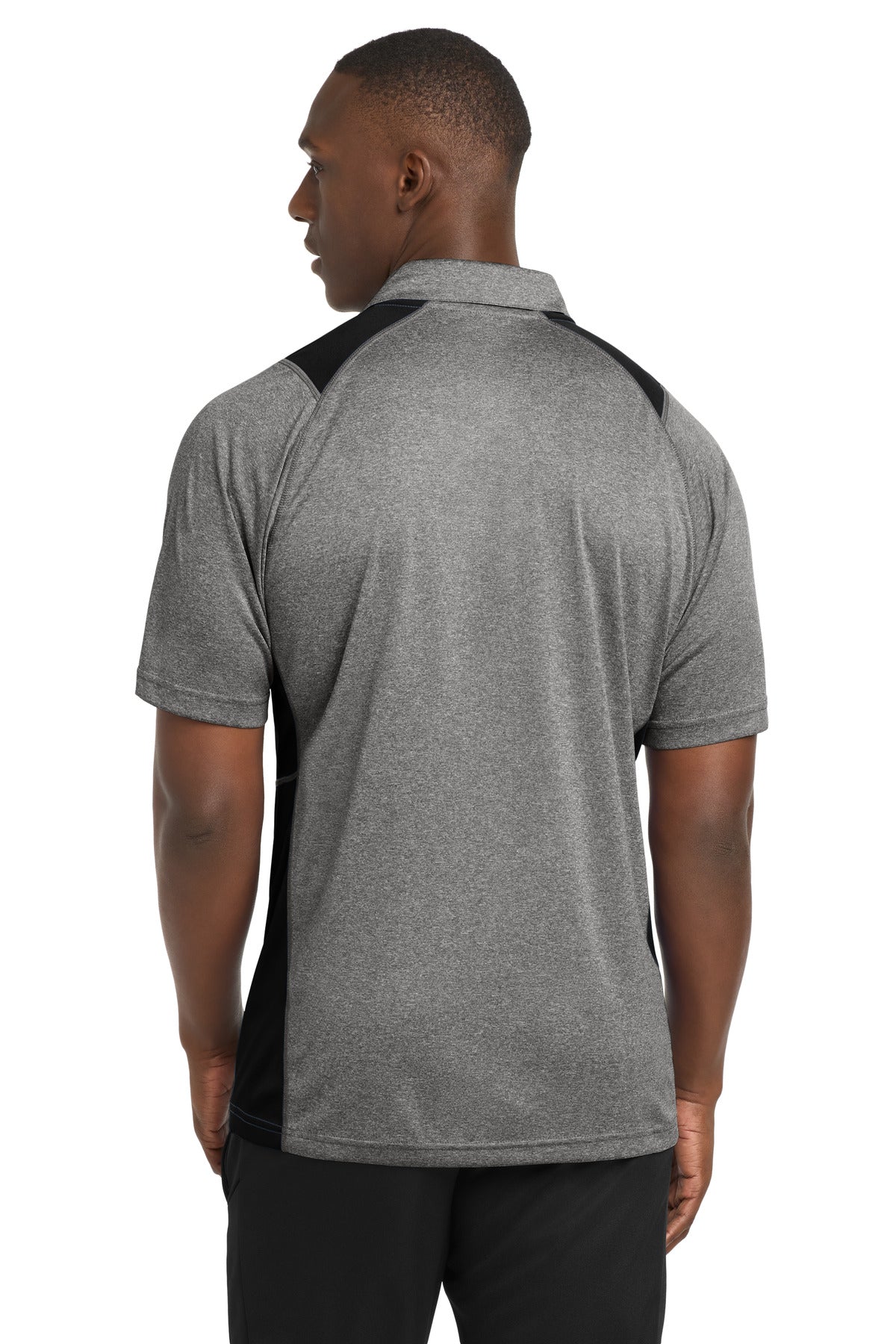 Sport-Tek Heather Colorblock Contender Polo - Vintage Heather/ Black