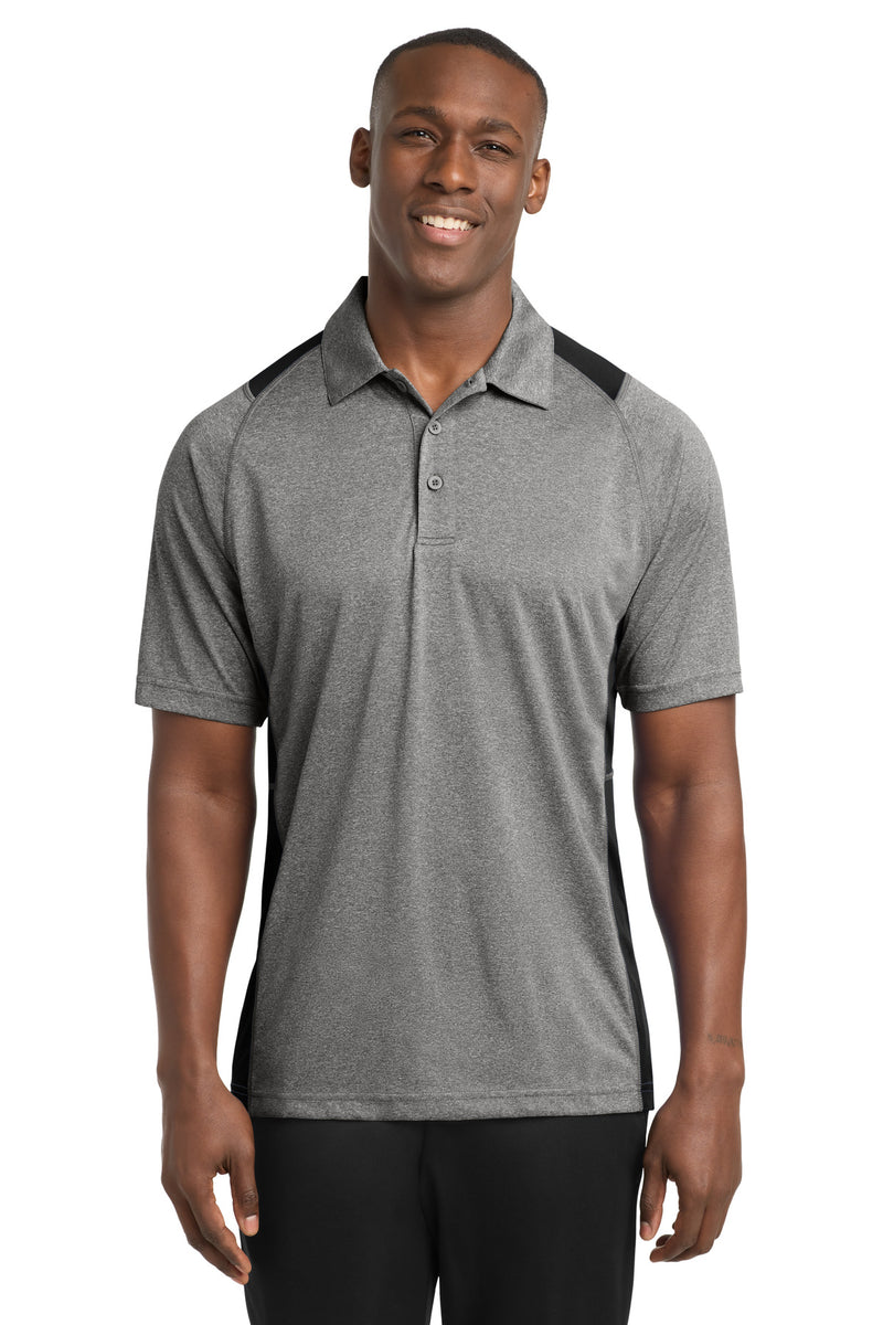 Sport-Tek Heather Colorblock Contender Polo - Vintage Heather/ Black