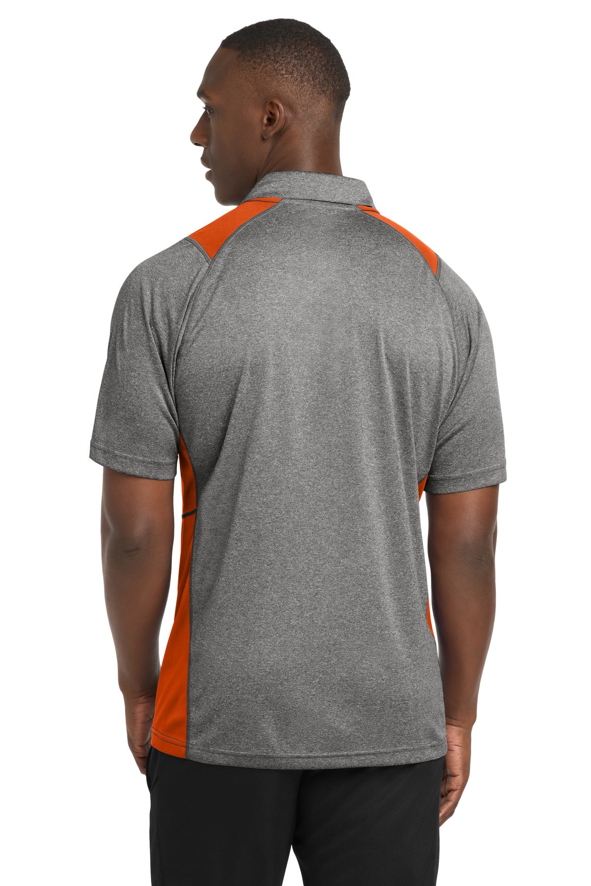 Sport-Tek Heather Colorblock Contender Polo - Vintage Heather/ Deep Orange