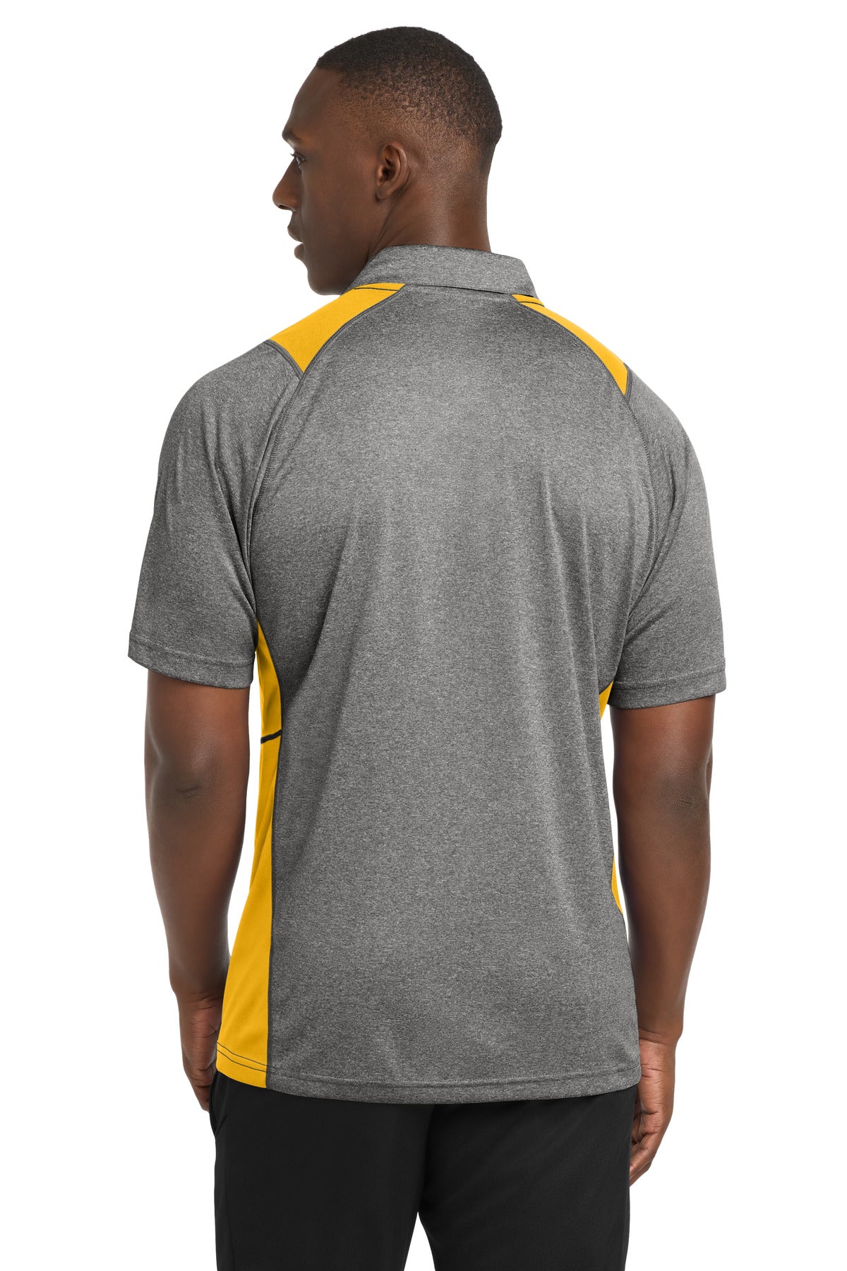 Sport-Tek Heather Colorblock Contender Polo - Vintage Heather/ Gold