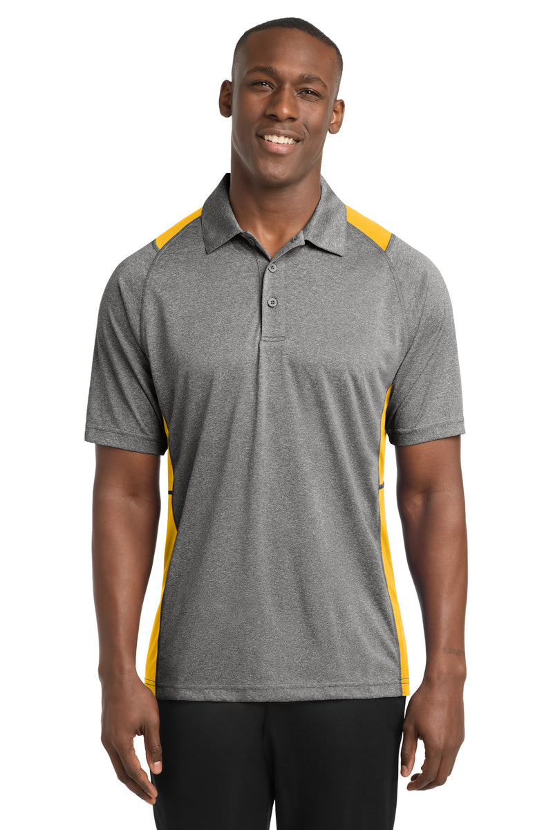 Sport-Tek Heather Colorblock Contender Polo - Vintage Heather/ Gold