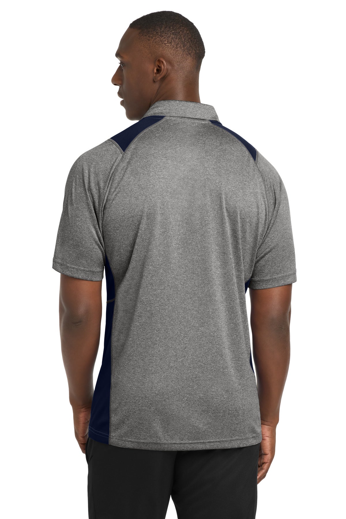 Sport-Tek Heather Colorblock Contender Polo - Vintage Heather/ True Navy
