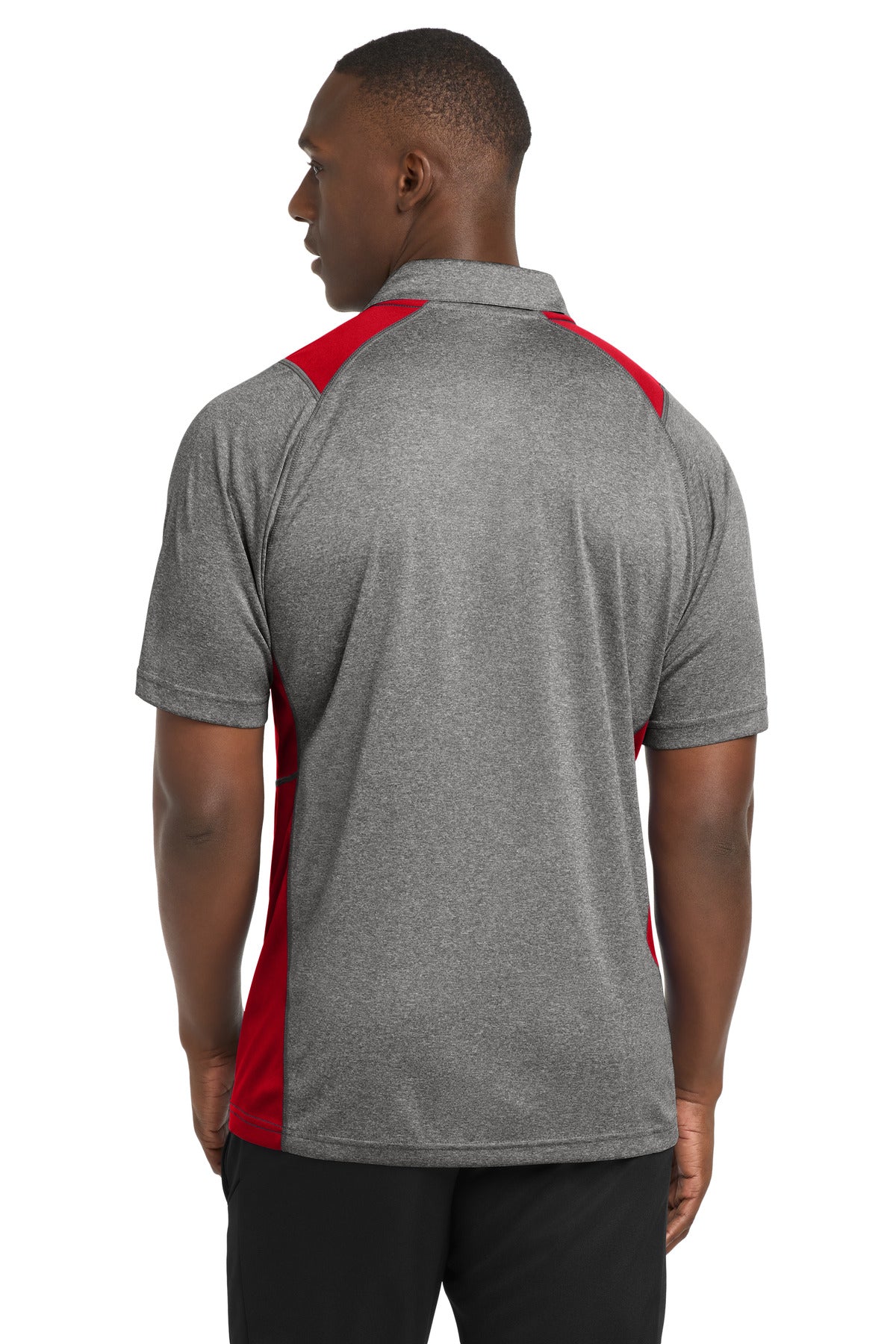 Sport-Tek Heather Colorblock Contender Polo - Vintage Heather/ True Red
