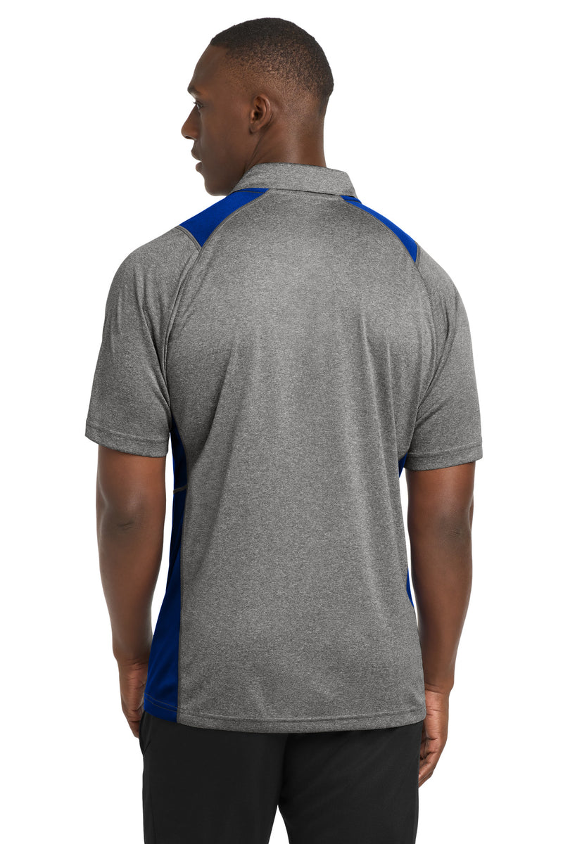 Sport-Tek Heather Colorblock Contender Polo - Vintage Heather/ True Royal