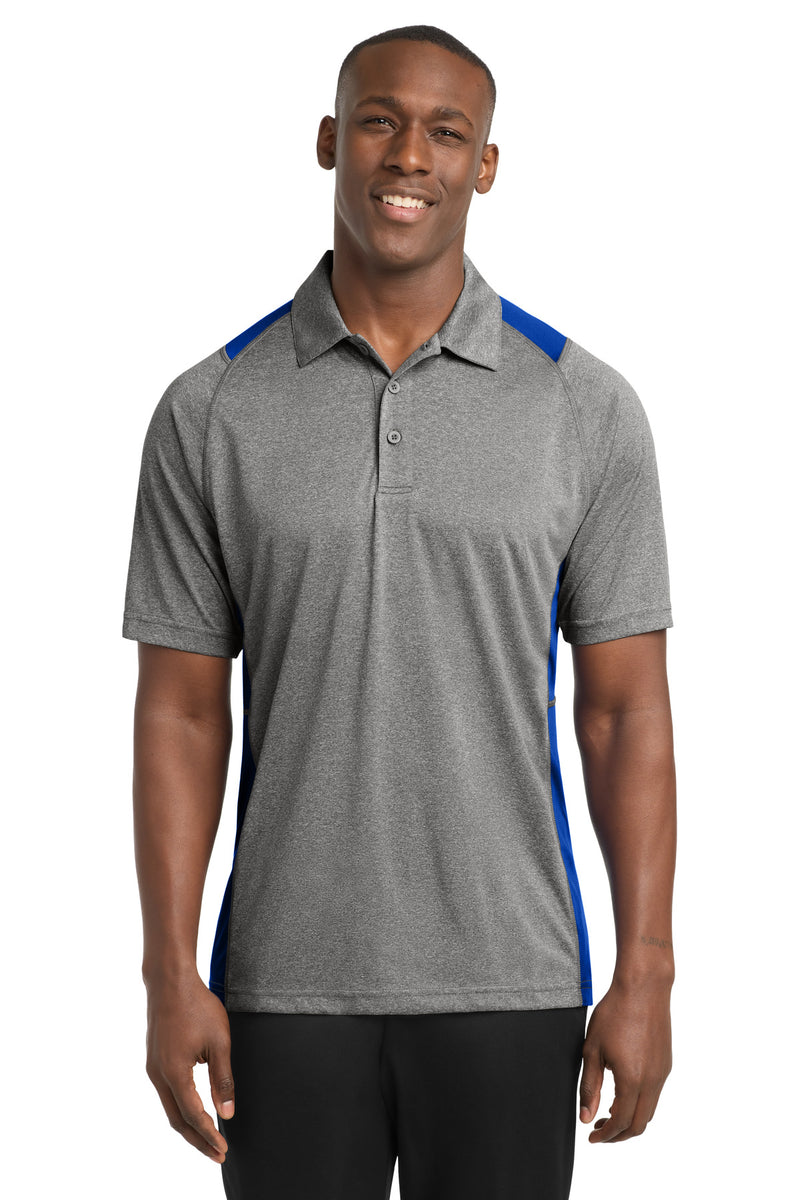Sport-Tek Heather Colorblock Contender Polo - Vintage Heather/ True Royal