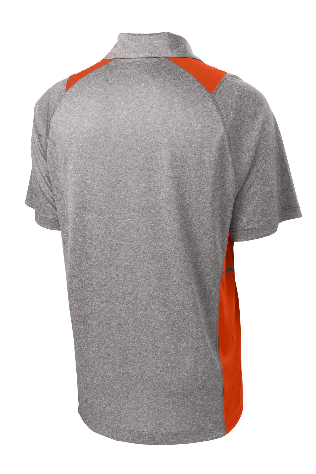 Sport-Tek Heather Colorblock Contender Polo - Vintage Heather/ Deep Orange