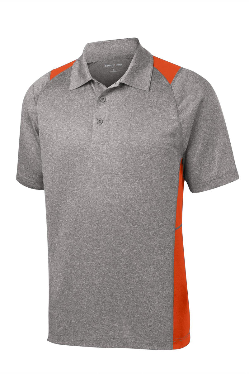 Sport-Tek Heather Colorblock Contender Polo - Vintage Heather/ Deep Orange