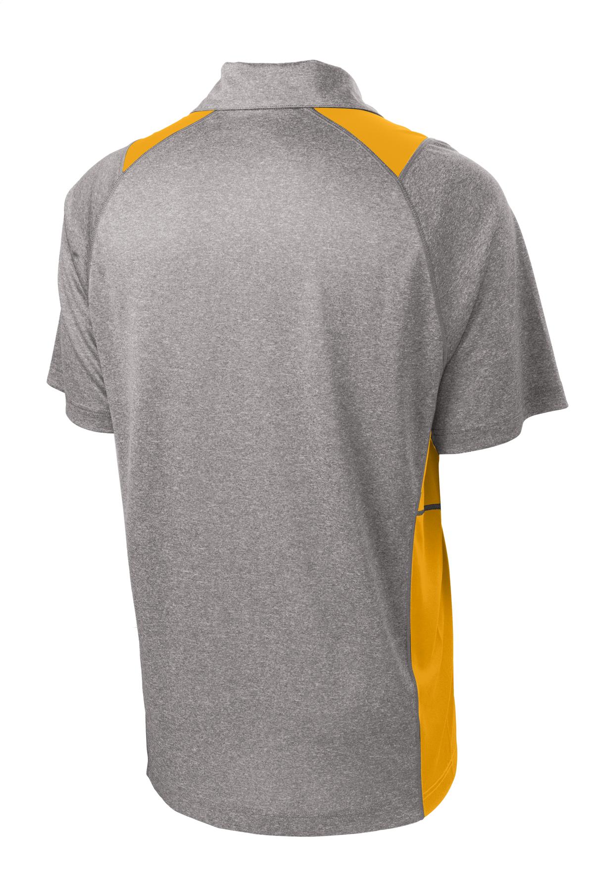 Sport-Tek Heather Colorblock Contender Polo - Vintage Heather/ Gold