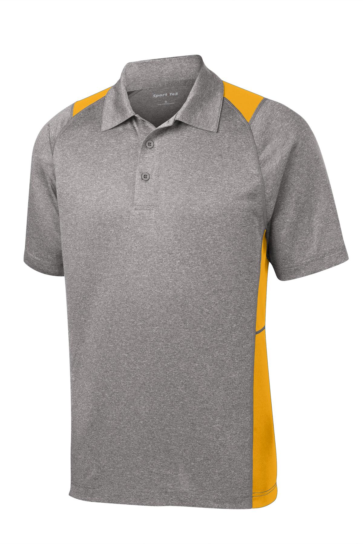 Sport-Tek Heather Colorblock Contender Polo - Vintage Heather/ Gold