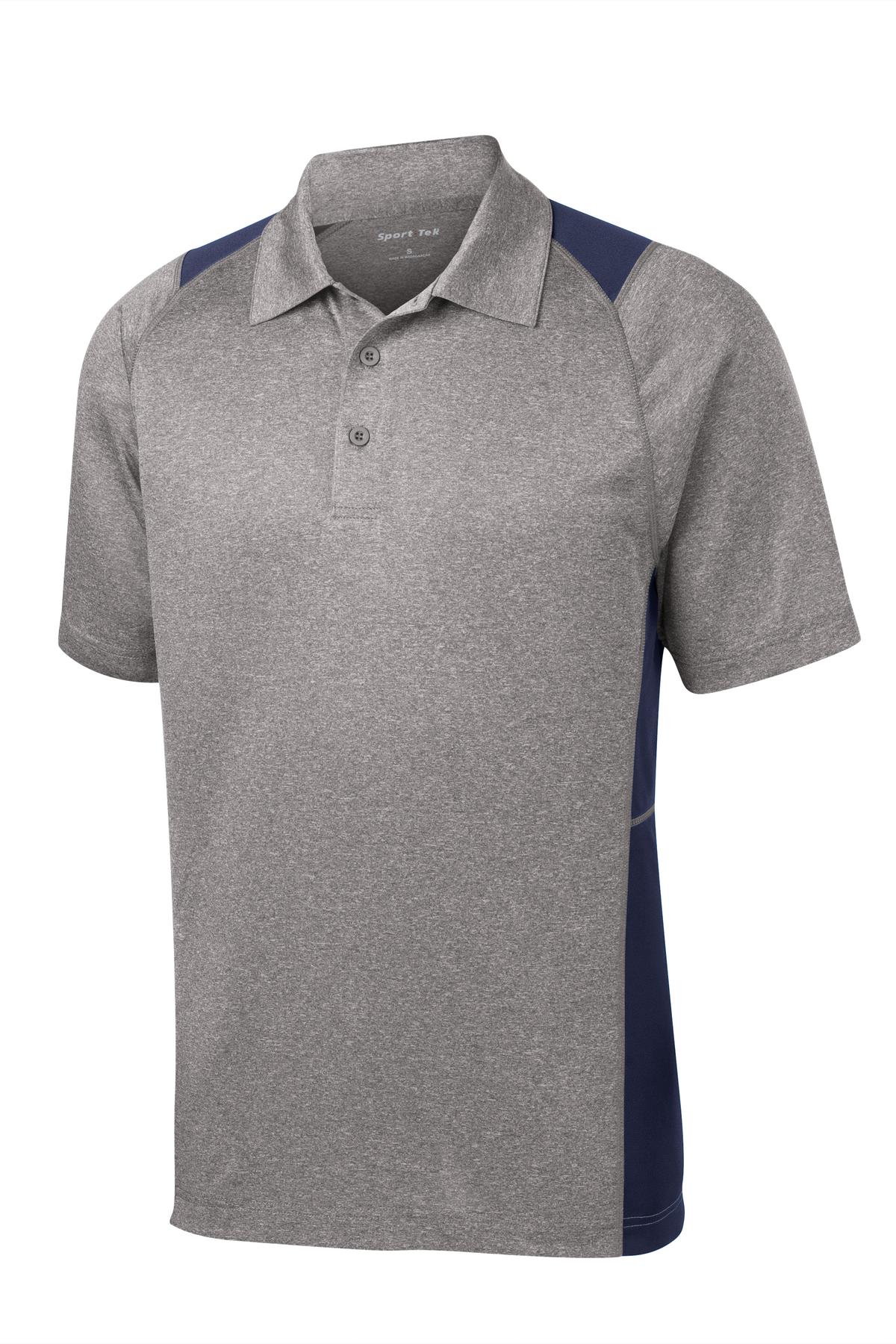 Sport-Tek Heather Colorblock Contender Polo - Vintage Heather/ True Navy
