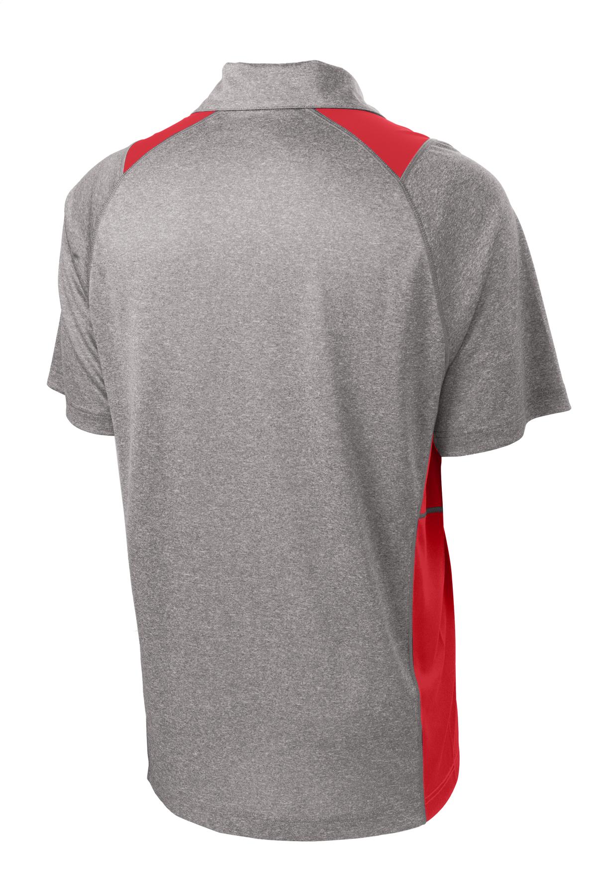 Sport-Tek Heather Colorblock Contender Polo - Vintage Heather/ True Red