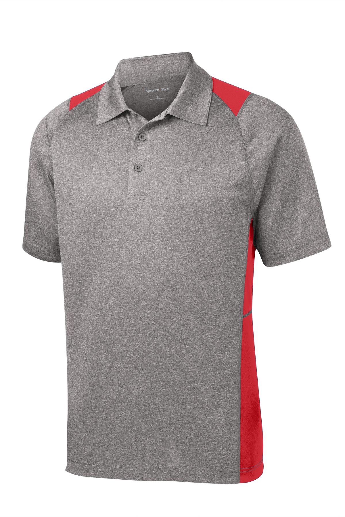 Sport-Tek Heather Colorblock Contender Polo - Vintage Heather/ True Red