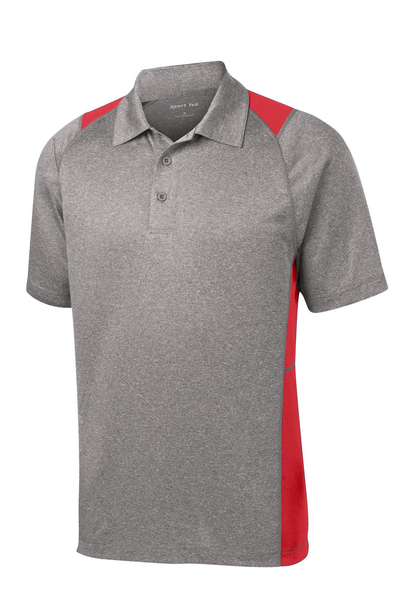 Sport-Tek Heather Colorblock Contender Polo - Vintage Heather/ True Red