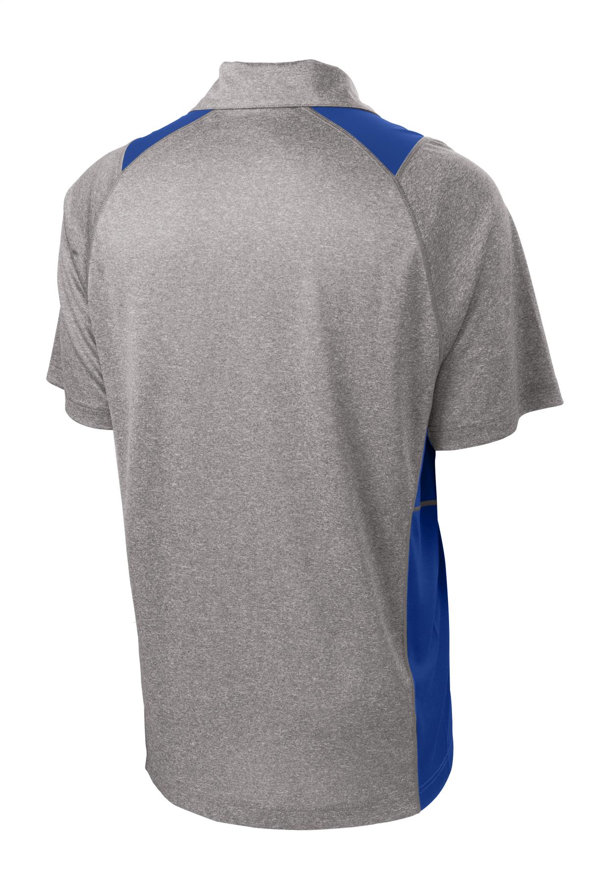 Sport-Tek Heather Colorblock Contender Polo - Vintage Heather/ True Royal