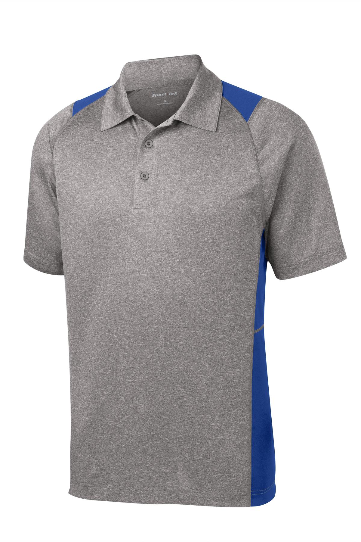 Sport-Tek Heather Colorblock Contender Polo - Vintage Heather/ True Royal