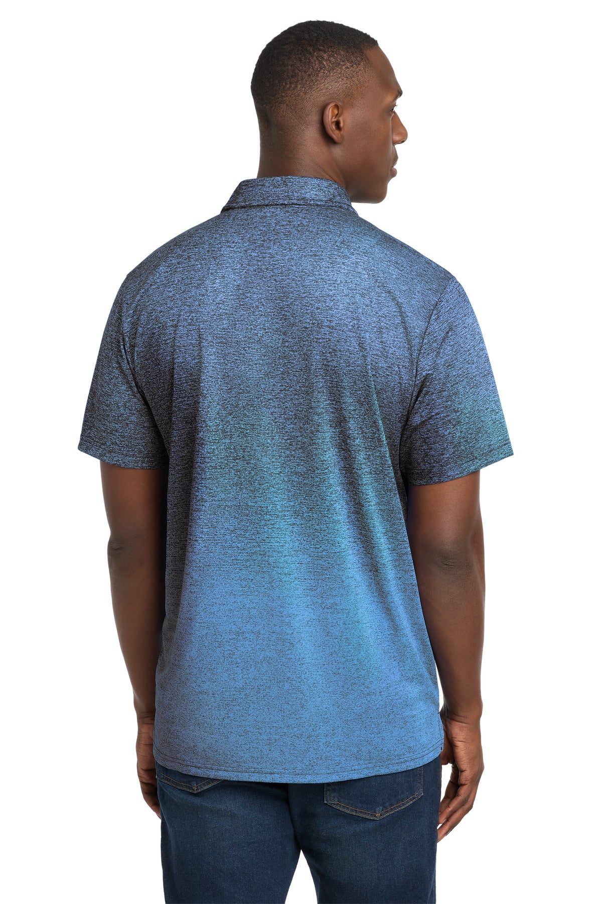 Sport-Tek  Ombre Heather Polo - Carolina Blue/ True Navy