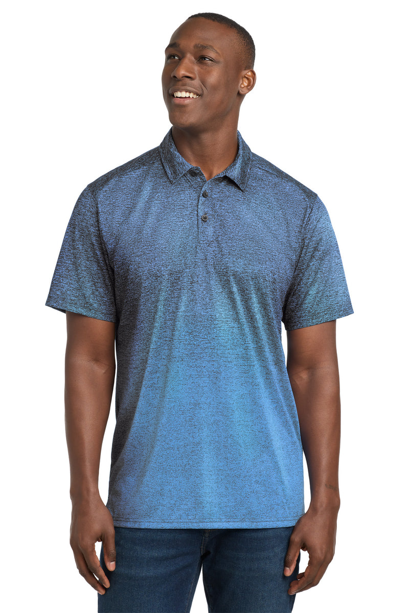 Sport-Tek  Ombre Heather Polo - Carolina Blue/ True Navy